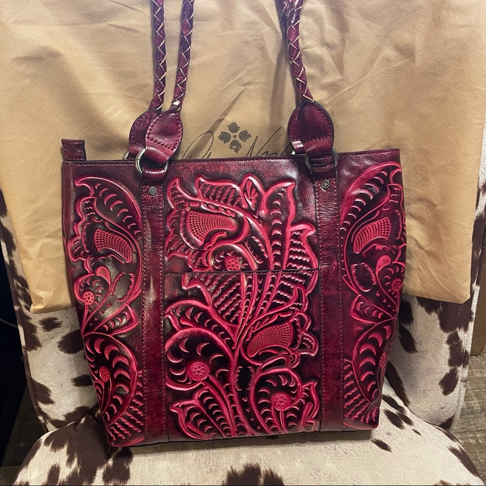 NWT Patricia Nash Large Berry Red Handbag